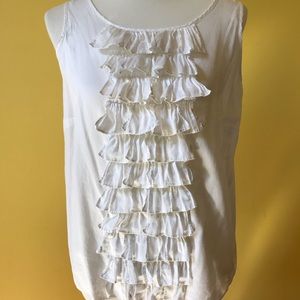 Talbots white ruffle top